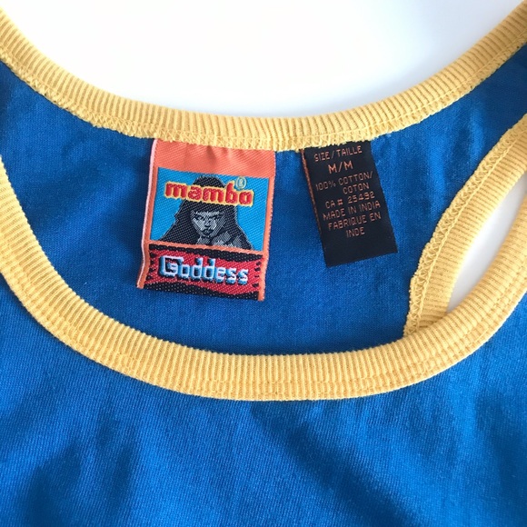 NWOT Mambo Women’s Blue & Yellow 100% Cotton Jersey Summer Festival Tank Top Y2K - Picture 14 of 14
